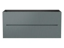 Meuble Sous-Vasque|Vente-unique Meuble sous vasque suspendu strié gris - 120 cm - PAVANI