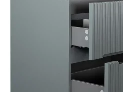 Meuble Sous-Vasque|Vente-unique Meuble sous vasque suspendu strié gris - 120 cm - PAVANI