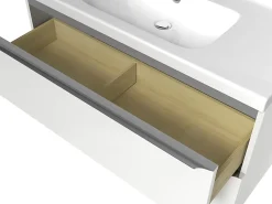 Meuble Buanderie|Meuble Sous-Vasque|GoodHome Meuble sous vasque suspendu blanc brillant l.100 x H.60 x P.45 cm, Imandra