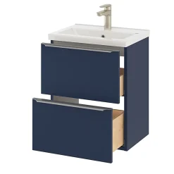 Meuble Buanderie|GoodHome Meuble sous vasque suspendu faible profondeur bleu nuit mat l.50 x H.60 x P.36 cm, Imandra