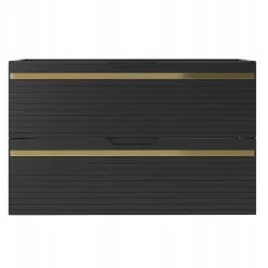Meuble Sous Lavabo|Furnidea Meuble sous vasque suspendu VESPER noir 80 cm - bande décorative dorée