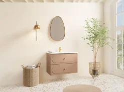Vente-unique Meuble sous vasque suspendu - Vieux rose - 80 cm - SATOBAL