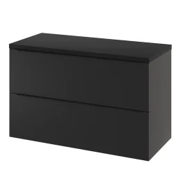 Meuble Buanderie|Meuble De Salle De Bains Faible Profondeur|GoodHome Meuble sous vasque suspendu noir mat l.100 x H.60 x P.45 cm, Imandra