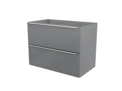 Meuble Buanderie|Meuble Sous-Vasque|GoodHome Meuble sous vasque suspendu gris brillant l.80 x H.60 x P.45 cm, Imandra