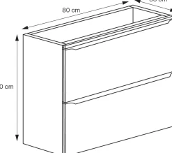 GoodHome Meuble sous vasque suspendu faible profondeur effet chêne l.80 x H.60 x P.36 cm, Imandra