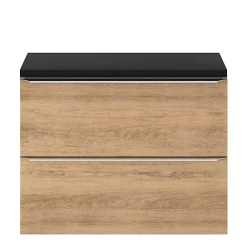 GoodHome Meuble sous vasque suspendu faible profondeur effet chêne l.80 x H.60 x P.36 cm, Imandra