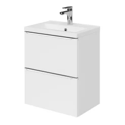 Meuble Buanderie|Meuble De Salle De Bains Faible Profondeur|GoodHome Meuble sous vasque suspendu faible profondeur blanc brillant l.50 x H.60 x P.36 cm, Imandra