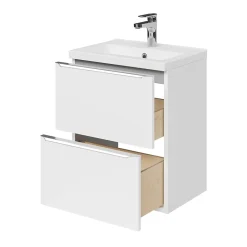 Meuble Buanderie|Meuble De Salle De Bains Faible Profondeur|GoodHome Meuble sous vasque suspendu faible profondeur blanc brillant l.50 x H.60 x P.36 cm, Imandra
