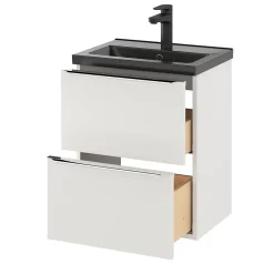 Meuble Buanderie|Meuble De Salle De Bains Faible Profondeur|GoodHome Meuble sous vasque suspendu faible profondeur blanc brillant l.50 x H.60 x P.36 cm, Imandra