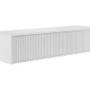 Meuble Sous-Vasque|Vente-unique Meuble sous vasque suspendu strié - Blanc - 150 cm - ARNEGA