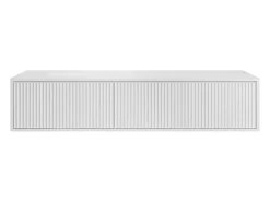 Meuble Sous-Vasque|Vente-unique Meuble sous vasque suspendu strié - Blanc - 150 cm - ARNEGA
