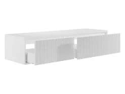 Meuble Sous-Vasque|Vente-unique Meuble sous vasque suspendu strié - Blanc - 150 cm - ARNEGA