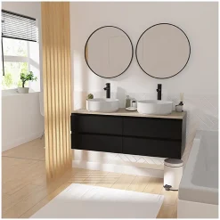 Meuble Vasque|Mob-In Meuble sous vasque suspendu avec plan de toilette décor chêne 120 cm