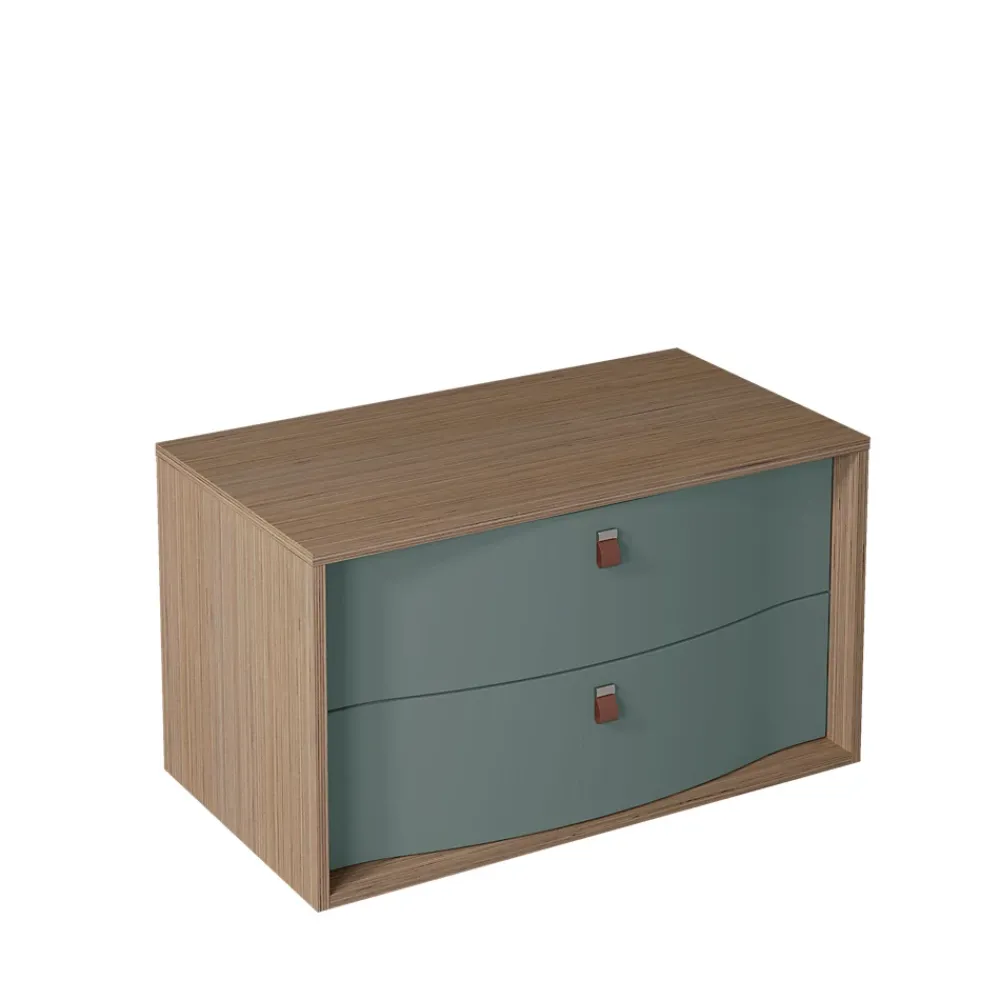 Decotec Meuble sous vasque suspendu vert toundra mat 2 tiroirs l.90 x H.50 x P.50 cm, Havana