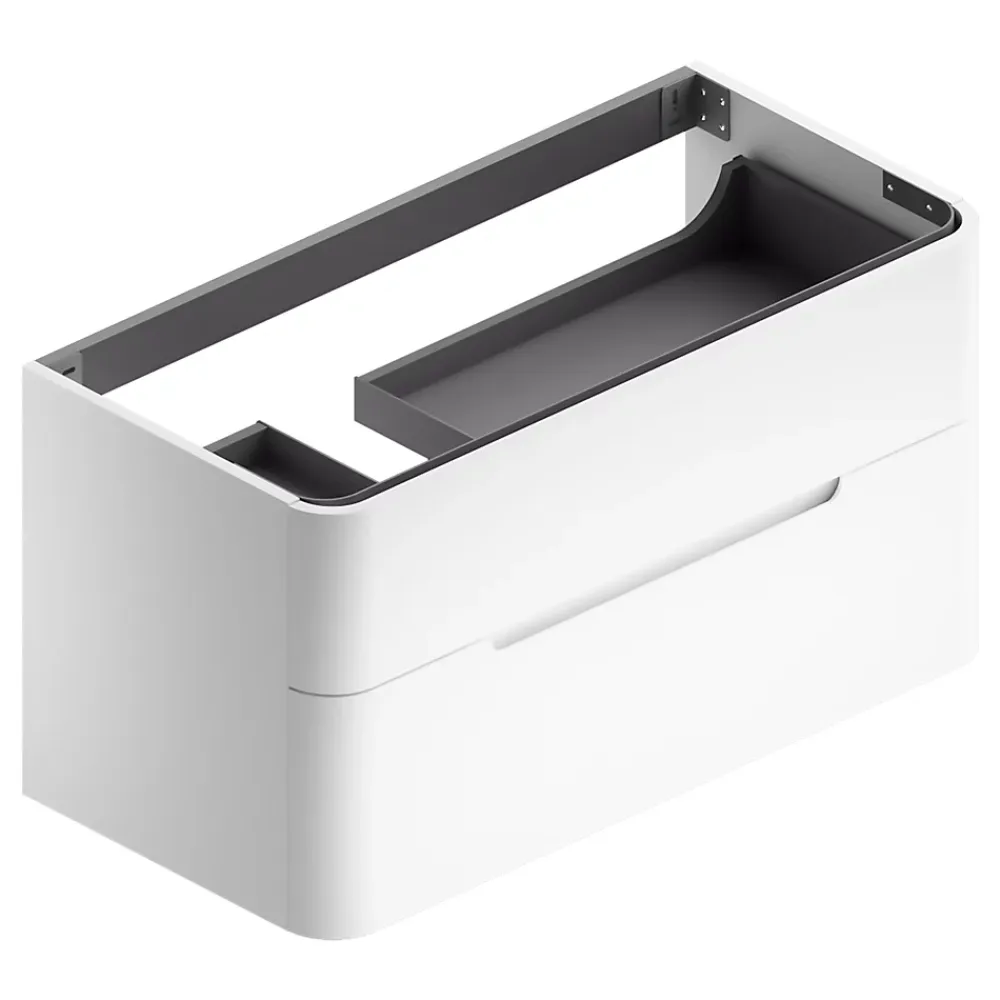 Meuble Buanderie|Meuble Sous-Vasque| Meuble sous vasque suspendu blanc mat version gauche l.104 x H.55 x P.50,5 cm, Alba