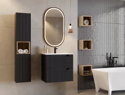 Meuble Sous-Vasque|Furnidea Meuble sous vasque suspendu 2 tiroirs NOVA NOIR 60 CM