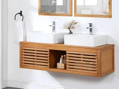 Meuble Sous-Vasque|Vente-unique Meuble sous vasque suspendu en bois d'acacia - 130 cm - PENEBEL