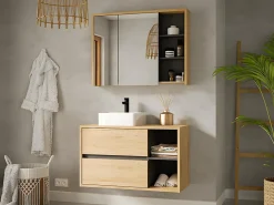 Vente-unique Meuble sous vasque suspendu coloris naturel - 100 cm - PURNAL