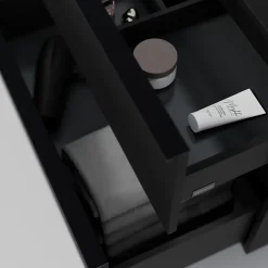Bernstein Meuble sous vasque suspendu MDF Noir mat, plan vasque Bleu nuit mat, poignée Anthracite mat - 140x46x62cm - LAVOA