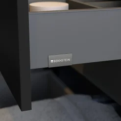 Bernstein Meuble sous vasque suspendu MDF Noir mat, plan vasque Bleu nuit mat, poignée Anthracite mat - 140x46x62cm - LAVOA
