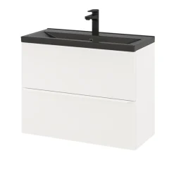 Meuble Buanderie|Meuble Sous-Vasque|GoodHome Meuble sous vasque suspendu faible profondeur blanc mat l.80 x H.60 x P.36 cm, Imandra