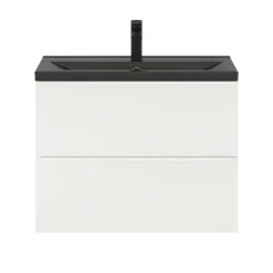 Meuble Buanderie|Meuble Sous-Vasque|GoodHome Meuble sous vasque suspendu faible profondeur blanc mat l.80 x H.60 x P.36 cm, Imandra