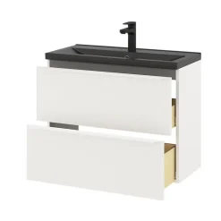 Meuble Buanderie|Meuble Sous-Vasque|GoodHome Meuble sous vasque suspendu faible profondeur blanc mat l.80 x H.60 x P.36 cm, Imandra
