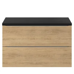 GoodHome Meuble sous vasque suspendu effet chêne l.100 x H.60 x P.45 cm, Imandra