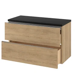GoodHome Meuble sous vasque suspendu effet chêne l.100 x H.60 x P.45 cm, Imandra