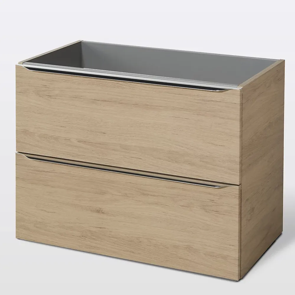 GoodHome Meuble sous vasque suspendu effet chêne l.80 x H.60 x P.45 cm, Imandra