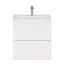 Meuble Buanderie|Meuble Sous-Vasque|GoodHome Meuble sous vasque suspendu faible profondeur blanc mat l.60 x H.60 x P.36 cm, Imandra
