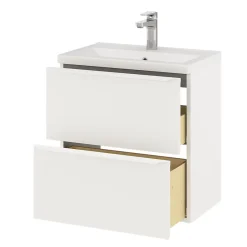 Meuble Buanderie|Meuble Sous-Vasque|GoodHome Meuble sous vasque suspendu faible profondeur blanc mat l.60 x H.60 x P.36 cm, Imandra