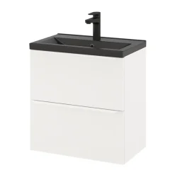 Meuble Buanderie|Meuble Sous-Vasque|GoodHome Meuble sous vasque suspendu faible profondeur blanc mat l.60 x H.60 x P.36 cm, Imandra