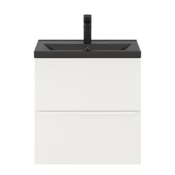 Meuble Buanderie|Meuble Sous-Vasque|GoodHome Meuble sous vasque suspendu faible profondeur blanc mat l.60 x H.60 x P.36 cm, Imandra