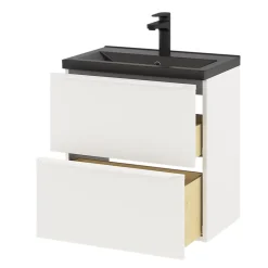 Meuble Buanderie|Meuble Sous-Vasque|GoodHome Meuble sous vasque suspendu faible profondeur blanc mat l.60 x H.60 x P.36 cm, Imandra