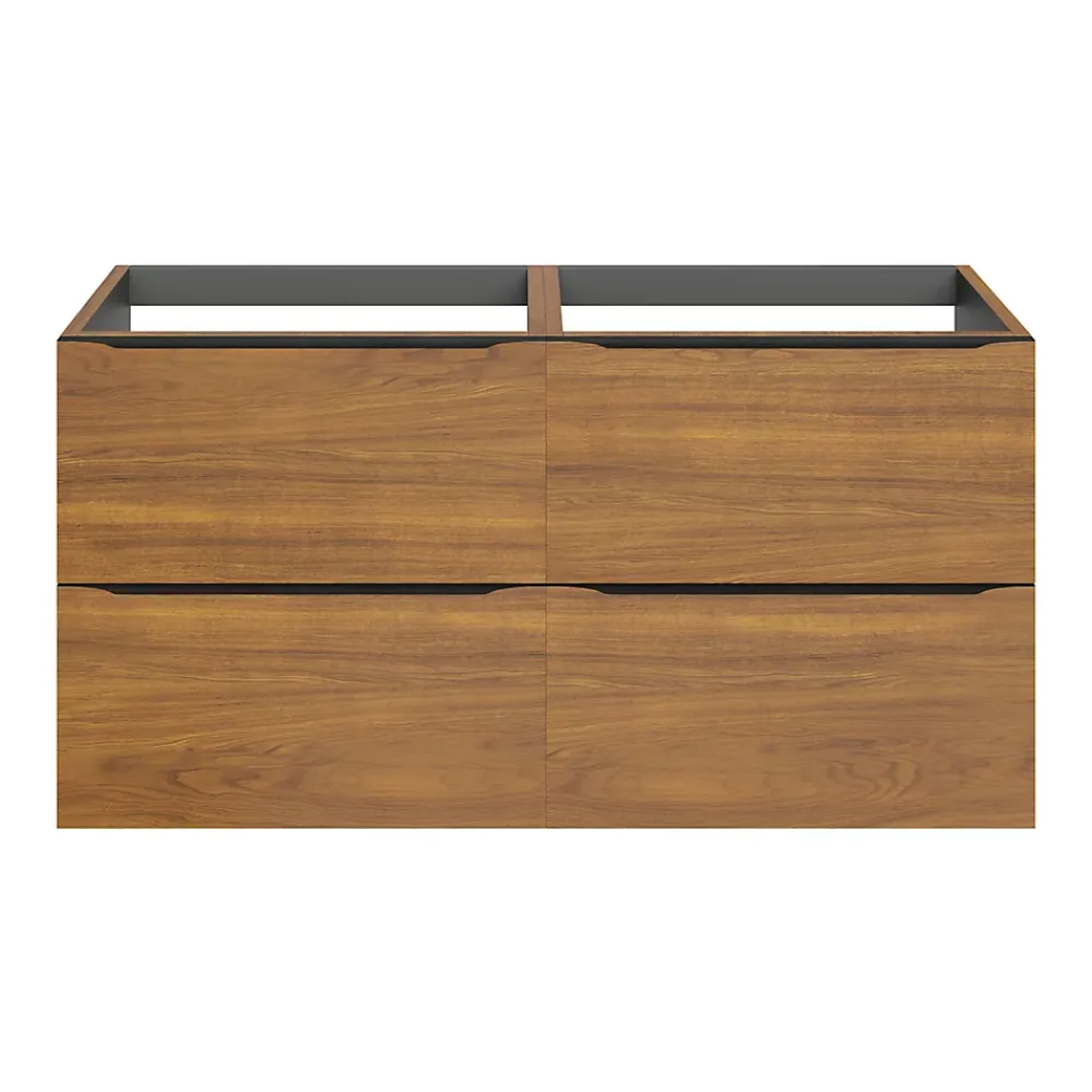 Meuble Buanderie|Meuble De Salle De Bains Faible Profondeur|GoodHome Meuble sous vasque suspendu effet noyer l.120 x H.60 x P.45 cm, Imandra
