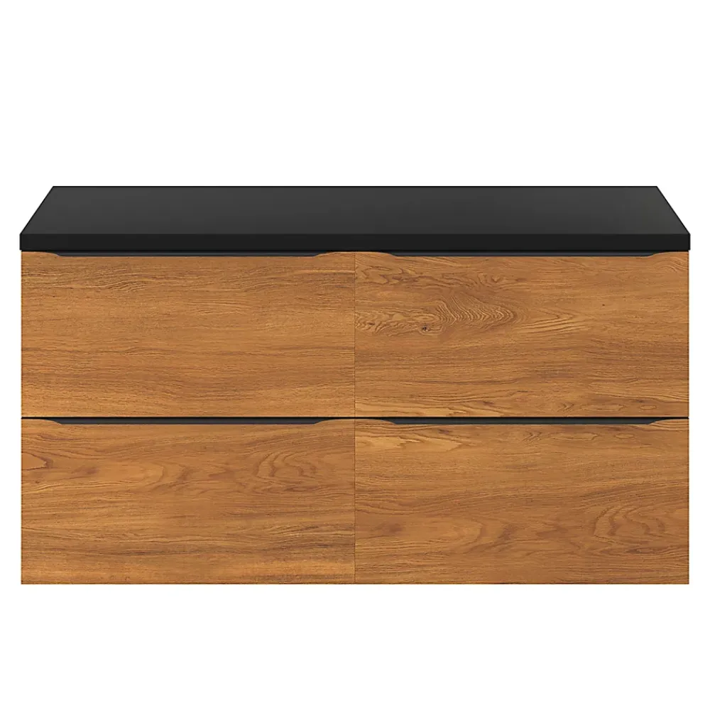 Meuble Buanderie|Meuble De Salle De Bains Faible Profondeur|GoodHome Meuble sous vasque suspendu effet noyer l.120 x H.60 x P.45 cm, Imandra