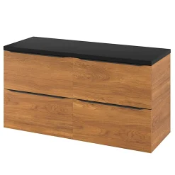 Meuble Buanderie|Meuble De Salle De Bains Faible Profondeur|GoodHome Meuble sous vasque suspendu effet noyer l.120 x H.60 x P.45 cm, Imandra