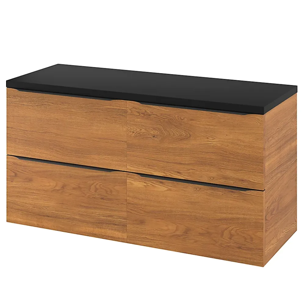Meuble Buanderie|Meuble De Salle De Bains Faible Profondeur|GoodHome Meuble sous vasque suspendu effet noyer l.120 x H.60 x P.45 cm, Imandra