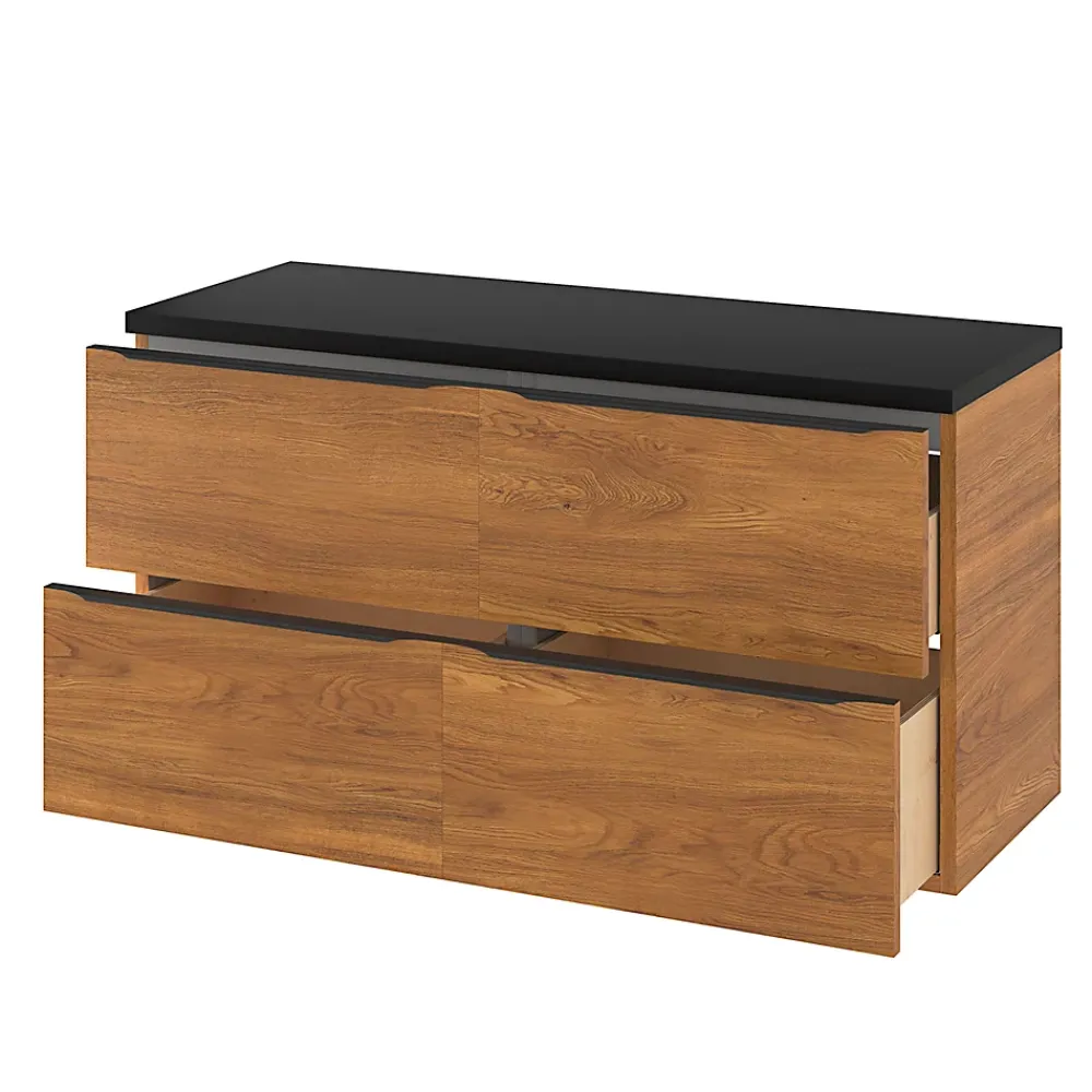 Meuble Buanderie|Meuble De Salle De Bains Faible Profondeur|GoodHome Meuble sous vasque suspendu effet noyer l.120 x H.60 x P.45 cm, Imandra
