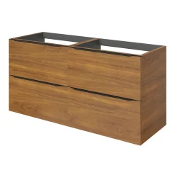 Meuble Buanderie|Meuble De Salle De Bains Faible Profondeur|GoodHome Meuble sous vasque suspendu effet noyer l.120 x H.60 x P.45 cm, Imandra