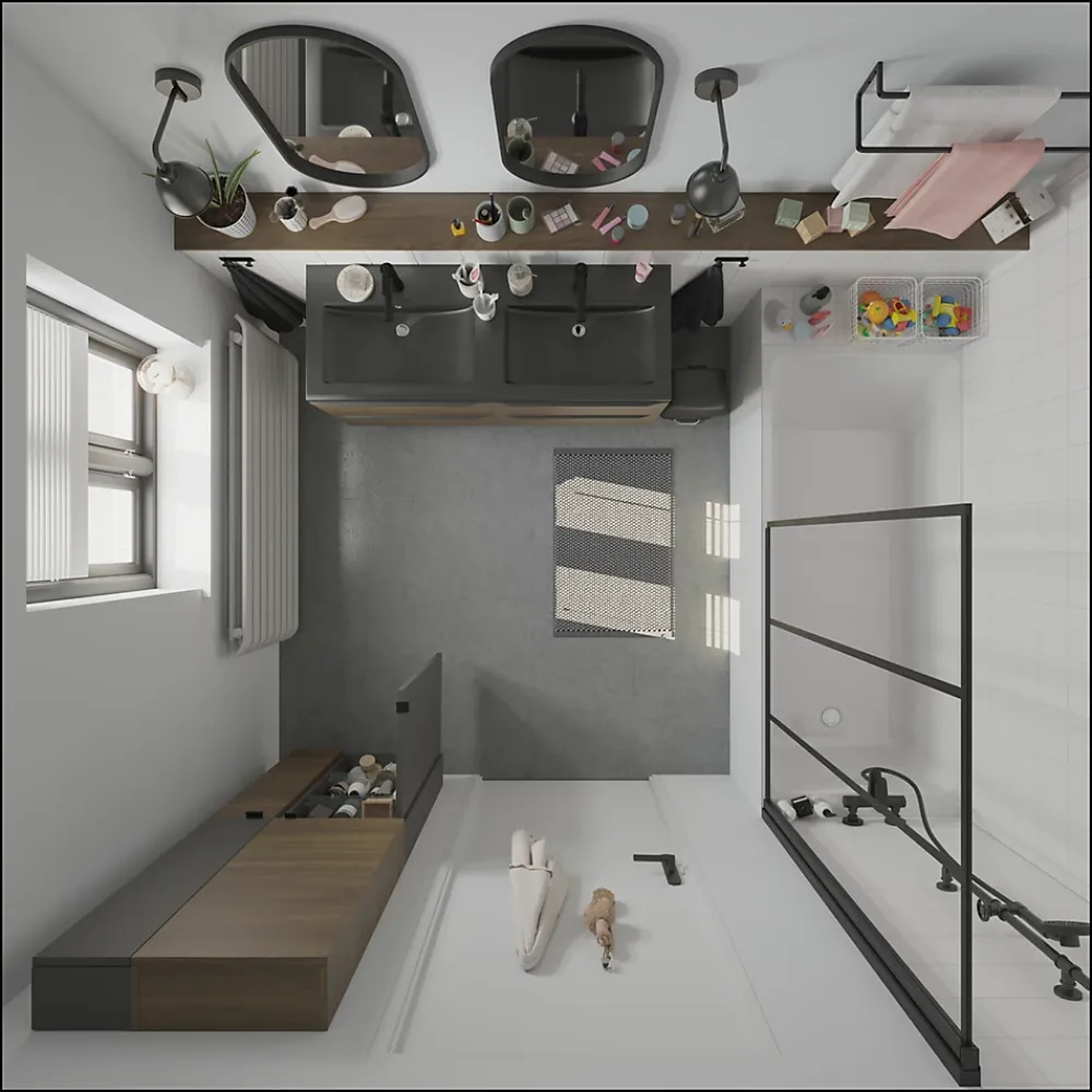 Meuble Buanderie|Meuble De Salle De Bains Faible Profondeur|GoodHome Meuble sous vasque suspendu effet noyer l.120 x H.60 x P.45 cm, Imandra