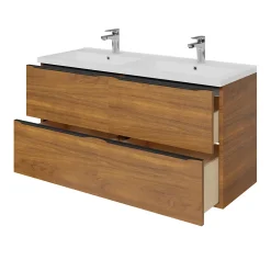 Meuble Buanderie|Meuble De Salle De Bains Faible Profondeur|GoodHome Meuble sous vasque suspendu effet noyer l.120 x H.60 x P.45 cm, Imandra