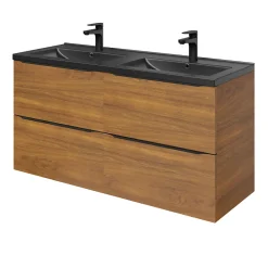 Meuble Buanderie|Meuble De Salle De Bains Faible Profondeur|GoodHome Meuble sous vasque suspendu effet noyer l.120 x H.60 x P.45 cm, Imandra