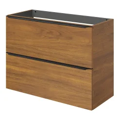 GoodHome Meuble sous vasque suspendu faible profondeur effet noyer l.80 x H.60 x P.36 cm, Imandra