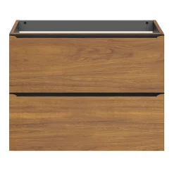 GoodHome Meuble sous vasque suspendu faible profondeur effet noyer l.80 x H.60 x P.36 cm, Imandra