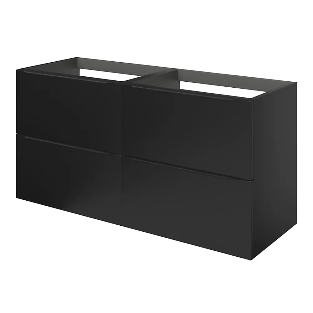 GoodHome Meuble sous vasque suspendu noir mat l.120 x H.60 x P.45 cm, Imandra