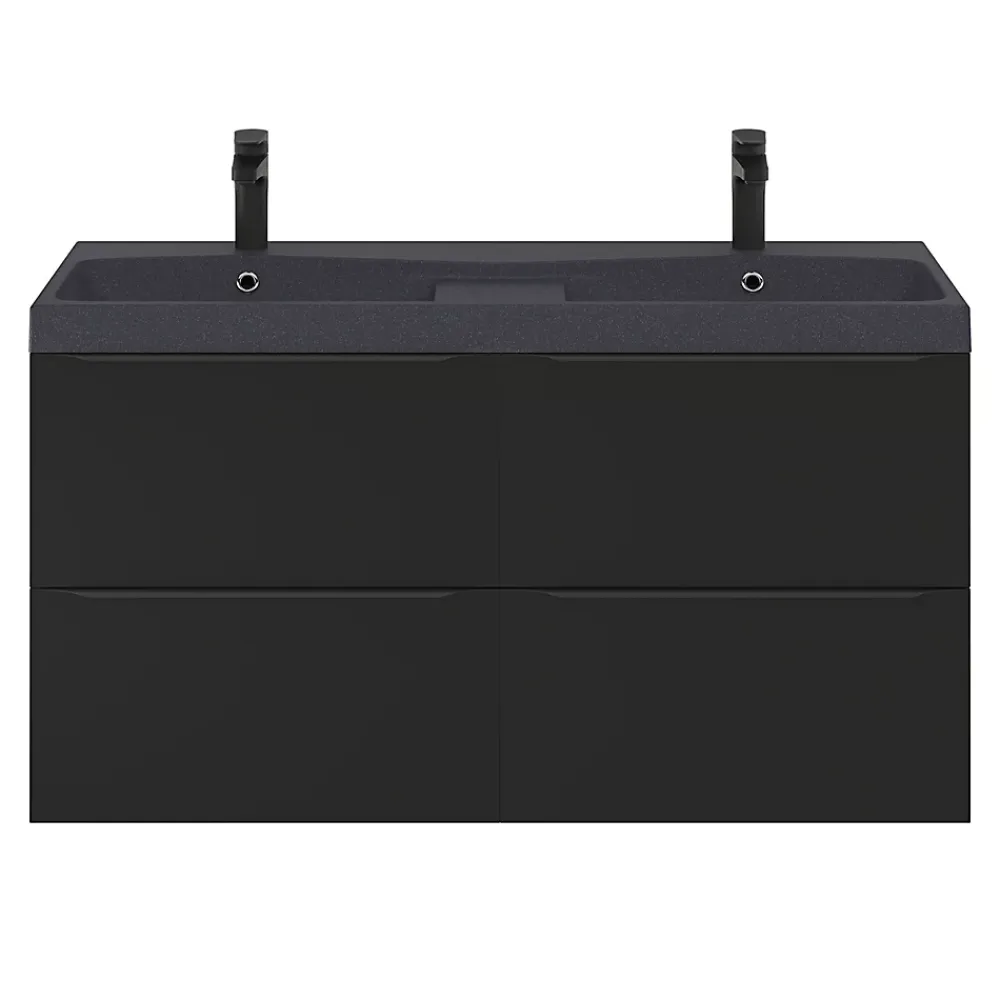 GoodHome Meuble sous vasque suspendu noir mat l.120 x H.60 x P.45 cm, Imandra