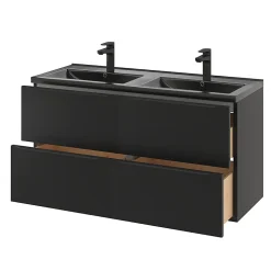 GoodHome Meuble sous vasque suspendu noir mat l.120 x H.60 x P.45 cm, Imandra