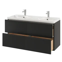 GoodHome Meuble sous vasque suspendu noir mat l.120 x H.60 x P.45 cm, Imandra